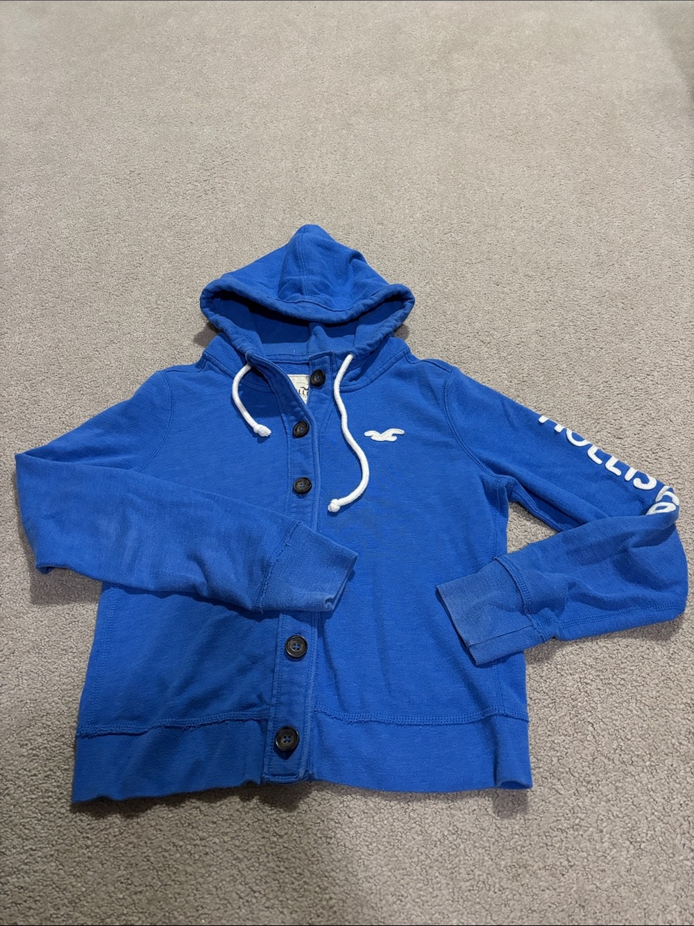 Hollister Royal Blue Hooded Button-Up Women's Cardigan